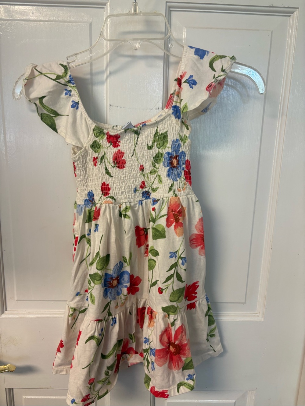 Old Navy White Sundress with Red & Blue Floral Print